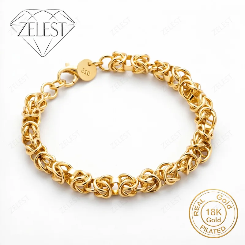 18K Gold Plated 8-inch Delicate Braided Bracelet, Fashionable Party and Wedding Jewelry for Men and Women