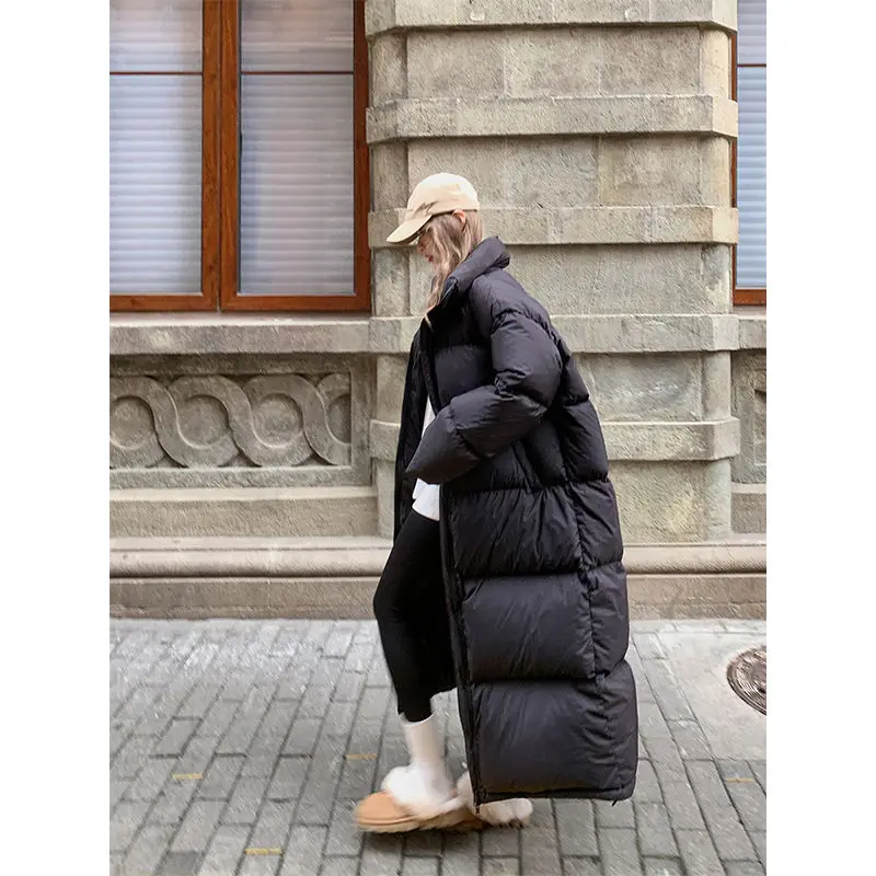 Chaqueta de plumón de gran tamaño para mujer, Parka larga acolchada de algodón coreano, Abrigo acolchado cálido, ropa de nieve a prueba de viento, 2023