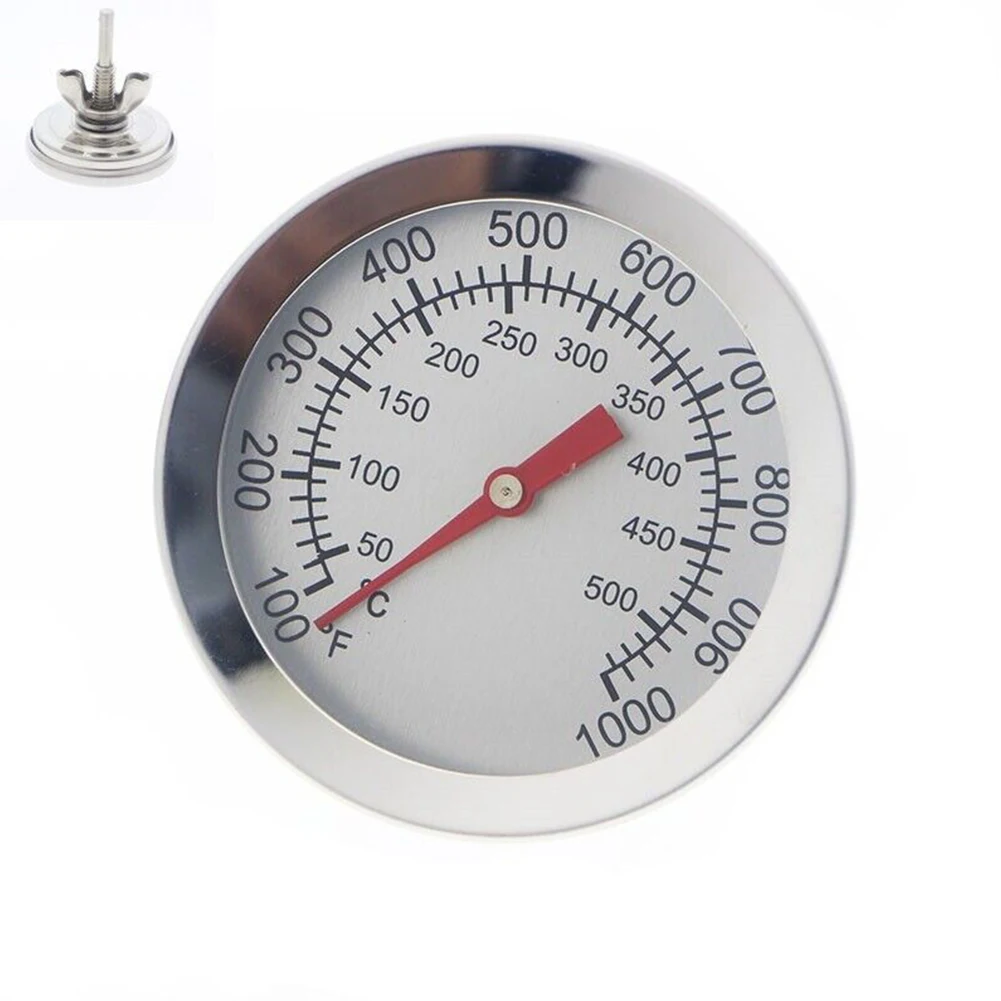 50-500℃ Grill Thermometer Silver Stainless Steel Double Scale Celsius&Fahrenheit For Grill Oven Panel Kitchen BBQ Accessories