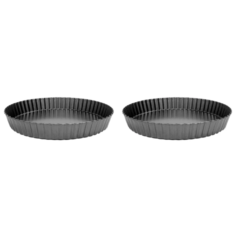 

ABUL-2X Non-Stick Quiche Flan Pan Molds Pie Pizza Round Mould Removable Loose Bottom Fluted Heavy Duty Pie Pan Bakeware 9In