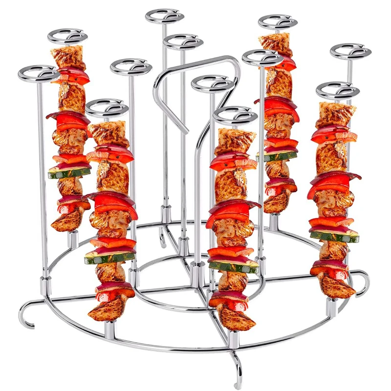 12Pcs Stainless Steel Air Fryer Oven  Barbecue Stick Kitchen BBQ Skewer Grill Reusable Baking Stick Needle Kebab Cooking Tool