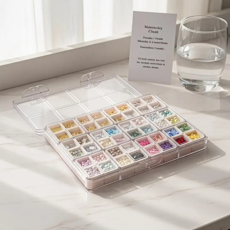 Nail Art Accessory Storage Box Detachable 48 Grids Stackable Jewelry Organizer for Rhinestones Beads Small Items