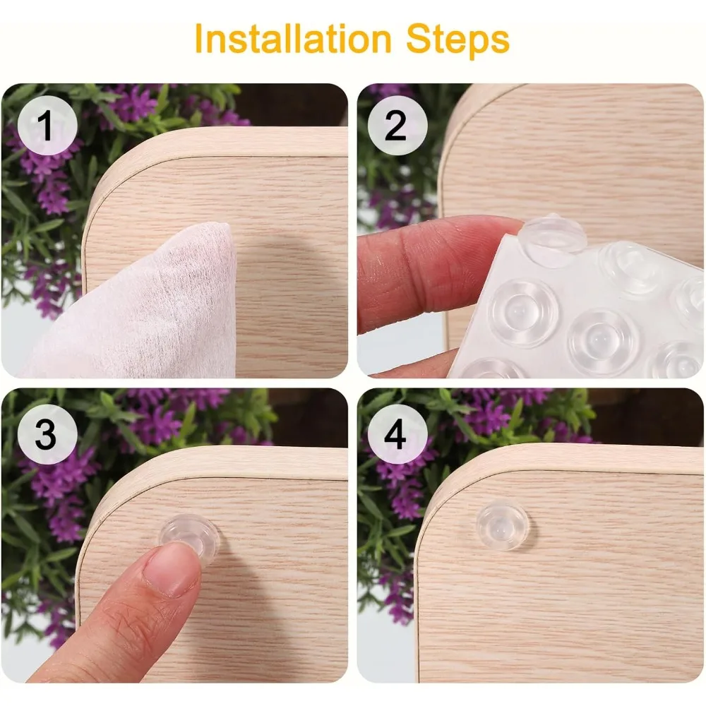 100Pcs Cabinet Door Bumpers Small Self-Adhesive Clear Rubber Cupboard Door Feet Cabinet Pads for Door Furniture Drawer, 10x3mm view 4