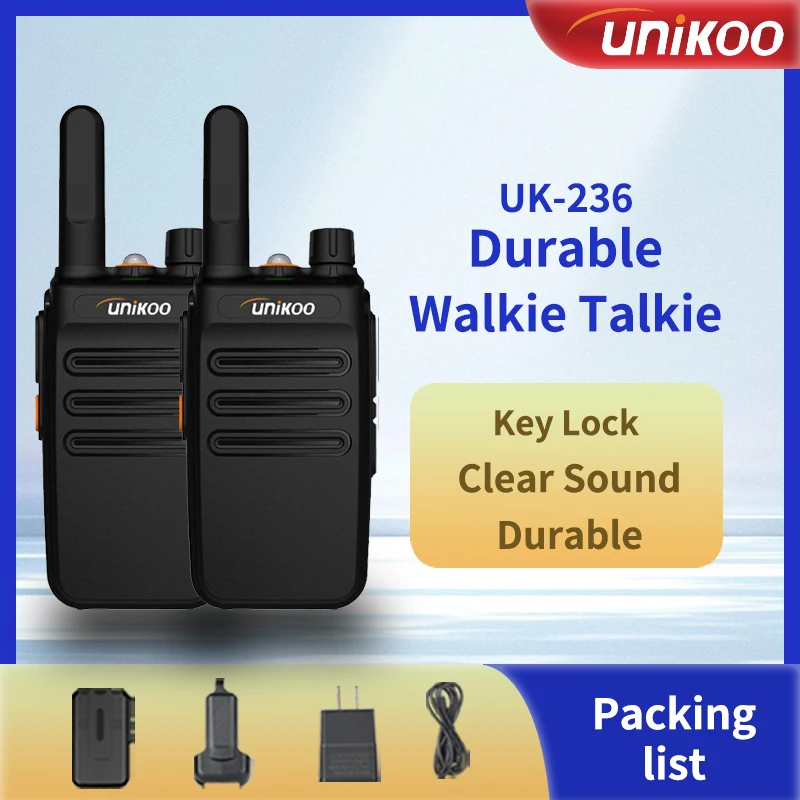 

2 PCS UNIKOO UK236 Mini Walkie Talkie Portable Licence-free Long Range Rechargable Two Way Radio for Camping Trip ht