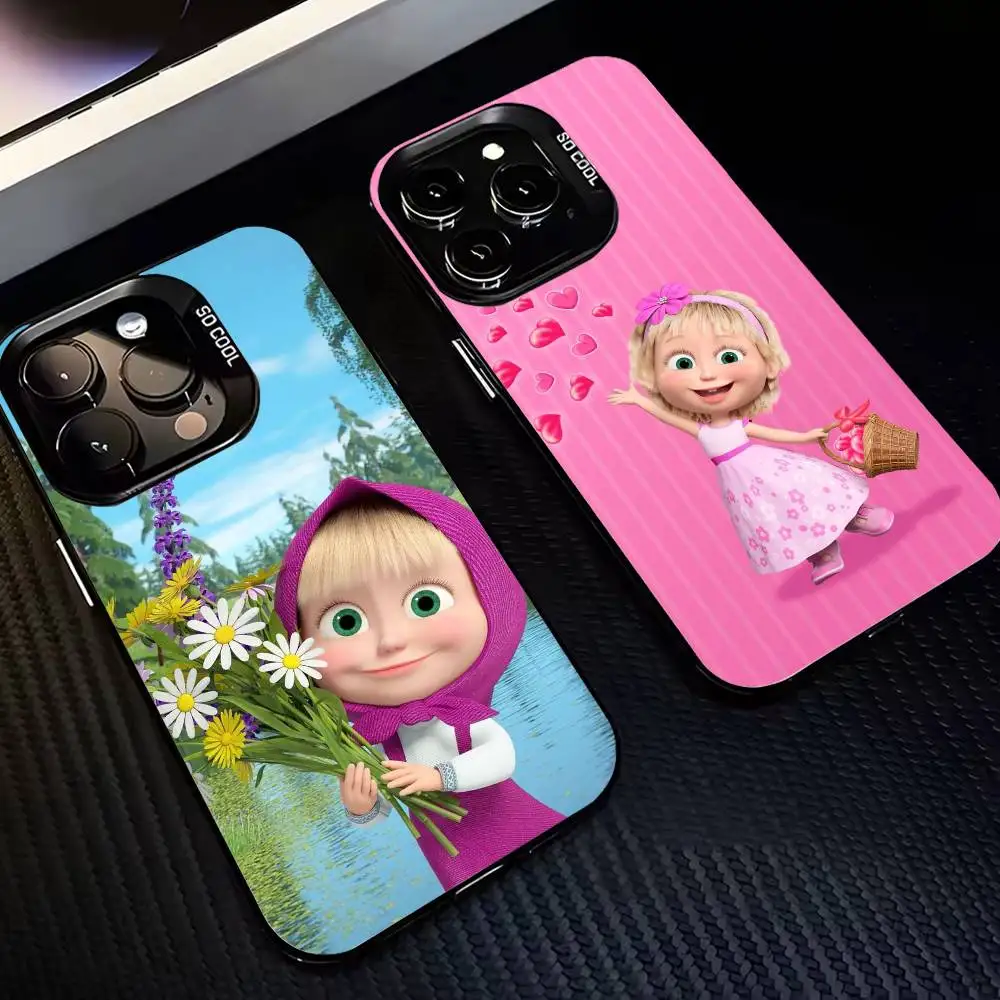 

Cute M-Masha and the B-Bears Phone Case For iPhone 17,16,15,14,13,12,11 Plus,Pro Max,XS,Colorful Silver Black Cover