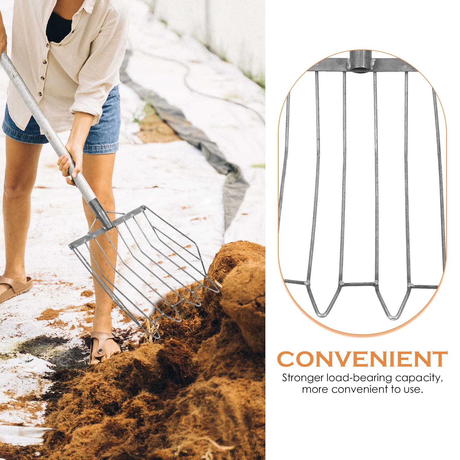 

Metal Corn Shovel Large Maize Spade Ergonomic Design Smooth Surface Multi-Functional Digging Transplanting Soil Screening Garden