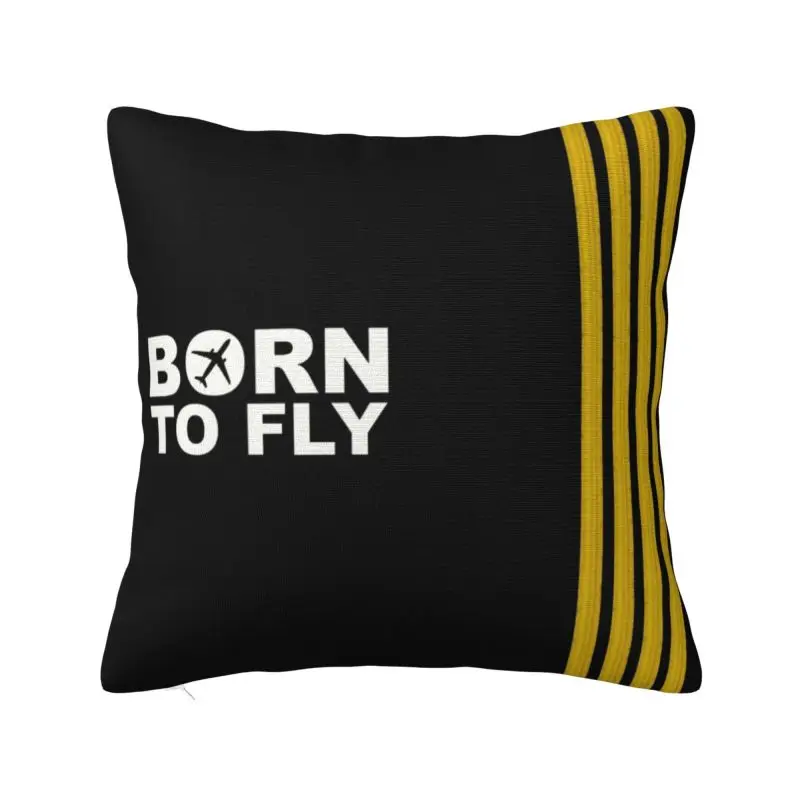 Modern Born To Fly Captain Stripes Sofa Cushion Cover Polyester Pilot Air Fighter Throw Pillow Case Living Room Decoration
