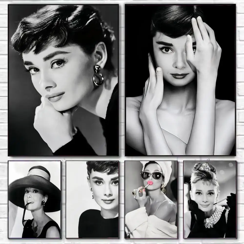 A-Audrey Hepburn Poster HD Art Decorative Wall Art Waterproof Home Décor for Living Room Bedroom Café Stylish Gift