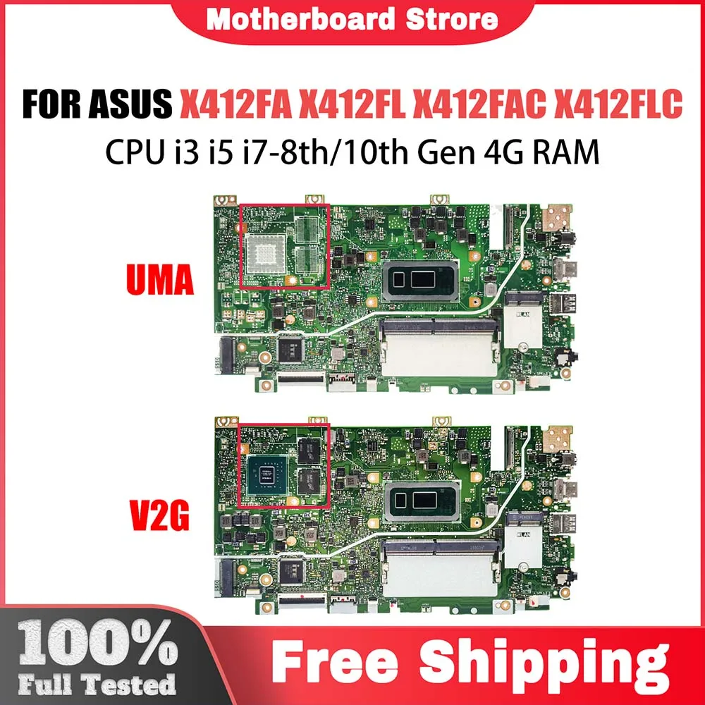 

Материнская плата компьютера для ASUS X412FA X412FL X412FAC X412FLC X412FJ A412F F412F, материнская плата для ноутбука I3 I5 I7, 8-й 10-й процессор, 4 ГБ ОЗУ