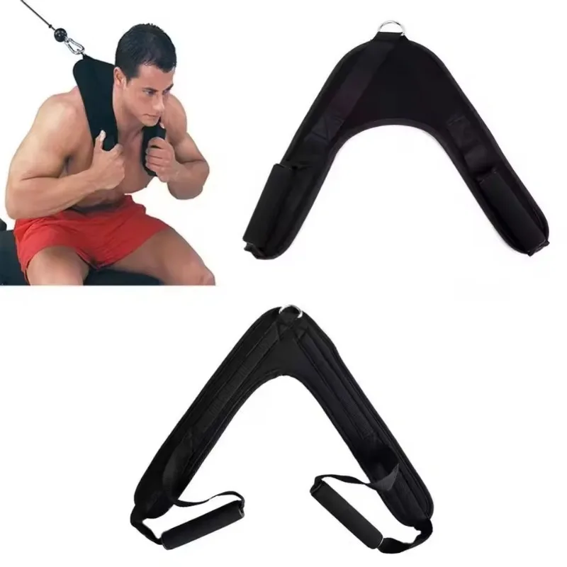 V-Shaped Abdominal Crunch Straps Nylon Fitness Drag Handle Ab Exercise Harness Comfortable Shoulder Strap Fitness Abdominal Belt