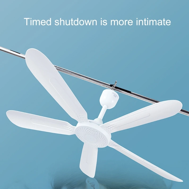 24W Electric Ceiling Fan 3-Gear Wind Level Adjust Fan Speed 2/4/8hrs Timing with Remote for Dorm Office Kitchen