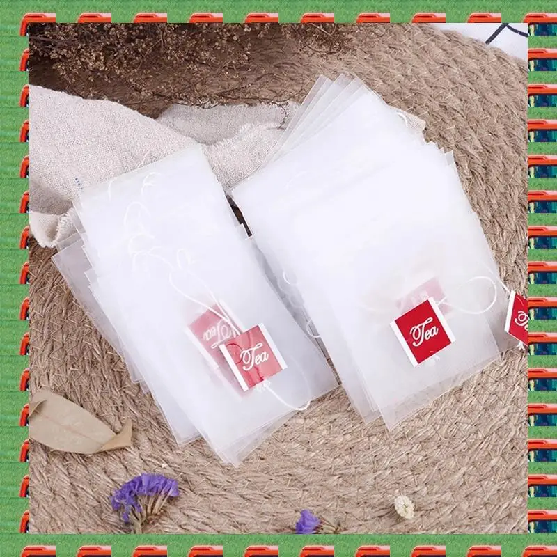 ABMO 100 pezzi infusore per bustine di tè con cordino guarigione bustine di carta da filtro bustine di tè in nylon bustine di tè vuote