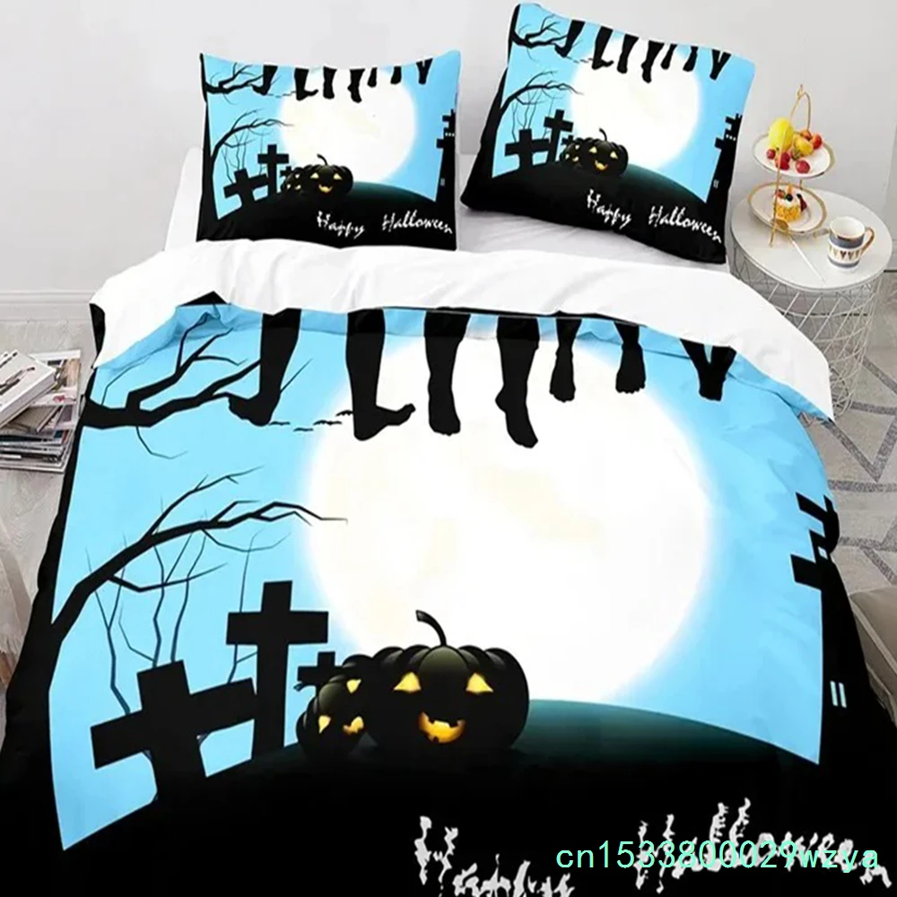 Halloween Pumpkin Horror Festival Bat Bedding Set Boys Girls Twin Queen Size Duvet Cover Pillowcase Bed Kids Adult