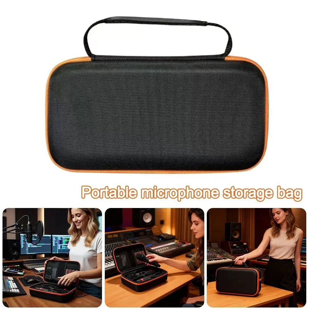 Portable Hard Shell Microphone Case Handheld Dual Capacity Carrying Case Shockproof Mic Travel Bag for JBL Singing Karaoke view 2