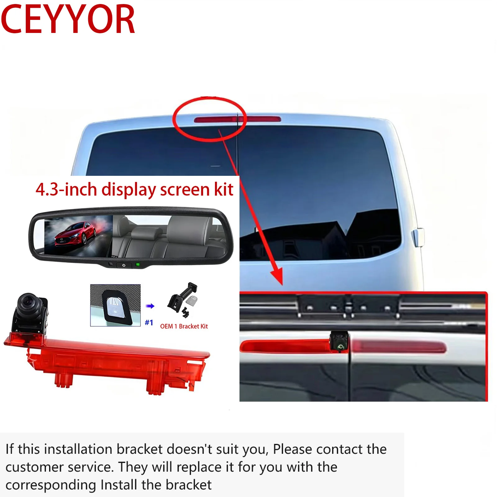 for Car Third Brake Light High Mount Stop Tail Lamp Camera For Volkswagen VW Transporter T5 T6 Caravelle Multivan (2003-2016)