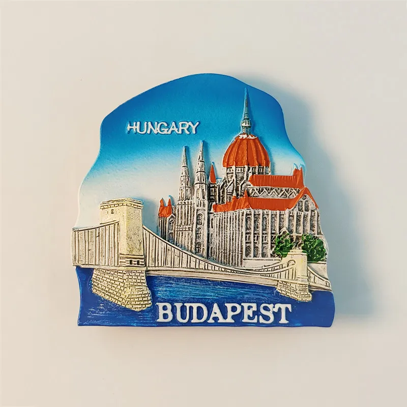 Budapest Landmarks Tourist Souvenirs Creative Széchenyi Chain Bridge Scenery Magnetic Fridge Magnets, Hungary