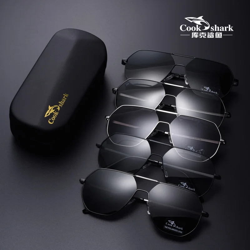 Cook Shark แว่นตากันแดด Polarized ผู้ชายขับรถแว่นตาพิเศษแนวโน้มสีเปลี่ยนแว่นตากันแดดผู้ชายแว่นตาคางคก