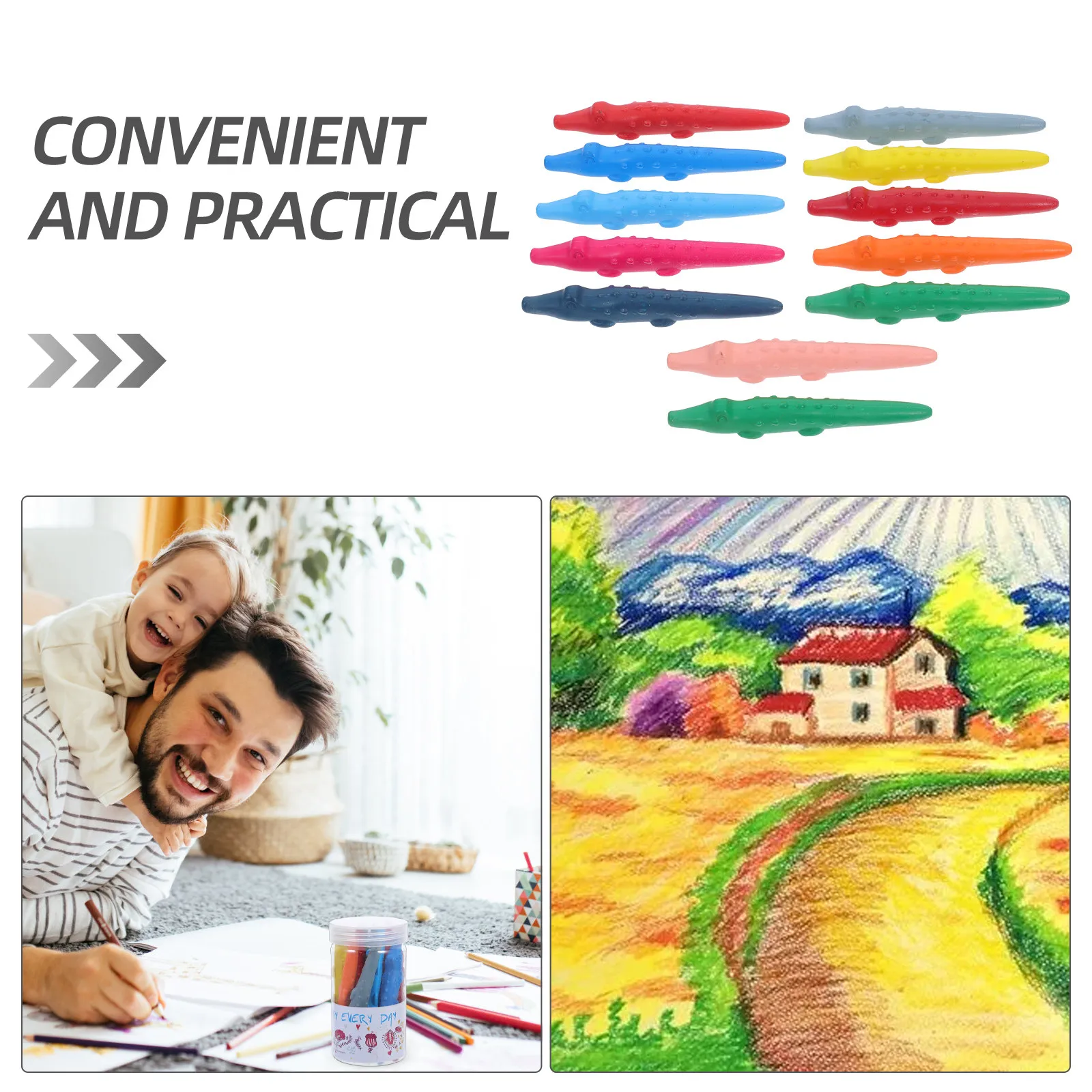 12Pcs Washable Crayons Kids Toddler Drawing Crayons Crocodile Design Erasable Mess Free Colorful Art Supplies Fine Motor Skills