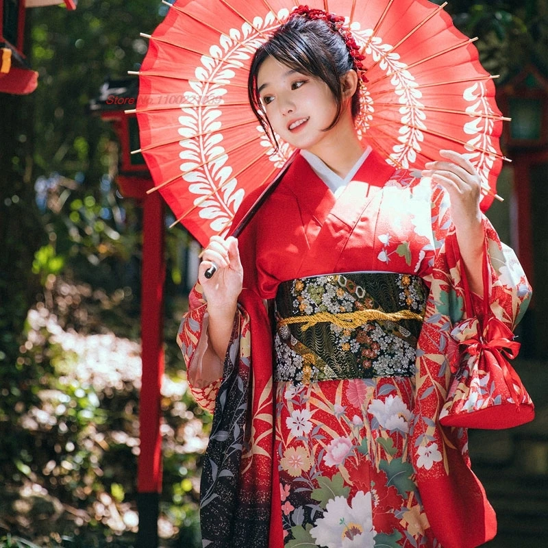 

2025 japanese traditional yukata kimono vintage geisha dress national flower print kimono dress women festival show cosplay robe
