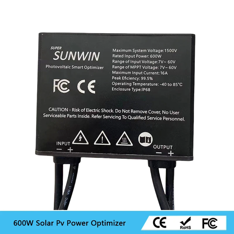 600W Solar optimizer Fotovoltaïsche optimizer Power Optimizer Slimme fotovoltaïsche optimizer Volledig aluminium metalen behuizing verbetert de pow