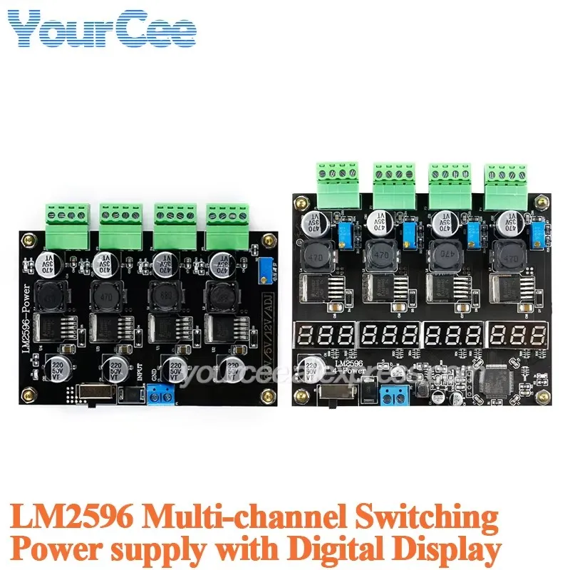 Adjustable Step-down Buck Output Power Board DC-DC LM2596 Multi-channel Switching Power Supply With 4-channel Digital Display