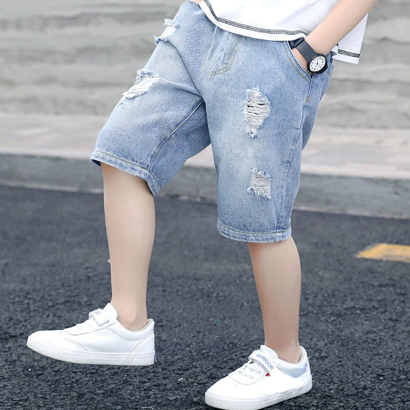 Boys Jean Short Pants Kids sports Shorts Teenagers Letter Trousers 2024 Summer 3 To 12 Yrs Big Children\'s Clothes Casual