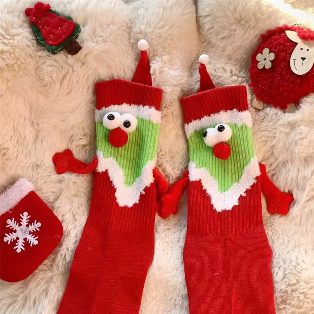 Christmas Magnetic Holding Hands Socks Soft Warm Unisex Couple  lover Christmas Socks Novelty Xmas Crew  for Women Men