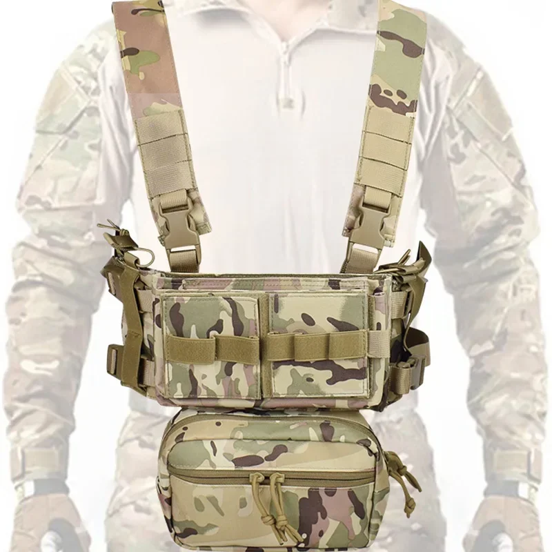 MolleยุทธวิธีMK3 Chest Rig Multicamแชสซีกระสอบกระเป๋าสายรัดM4 AKนิตยสารกระเป๋าAirsoft Paintballอุปกรณ์เสริมการล่าสัตว์เสื้อกั๊ก