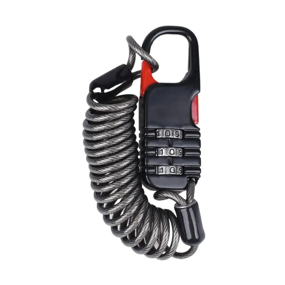AliExpress Bike Helmet Lock 3 Digit Combination Security Lock Retractable Cable Motorcycle Helmet Lock Bicycle Basket Lock for Cycling