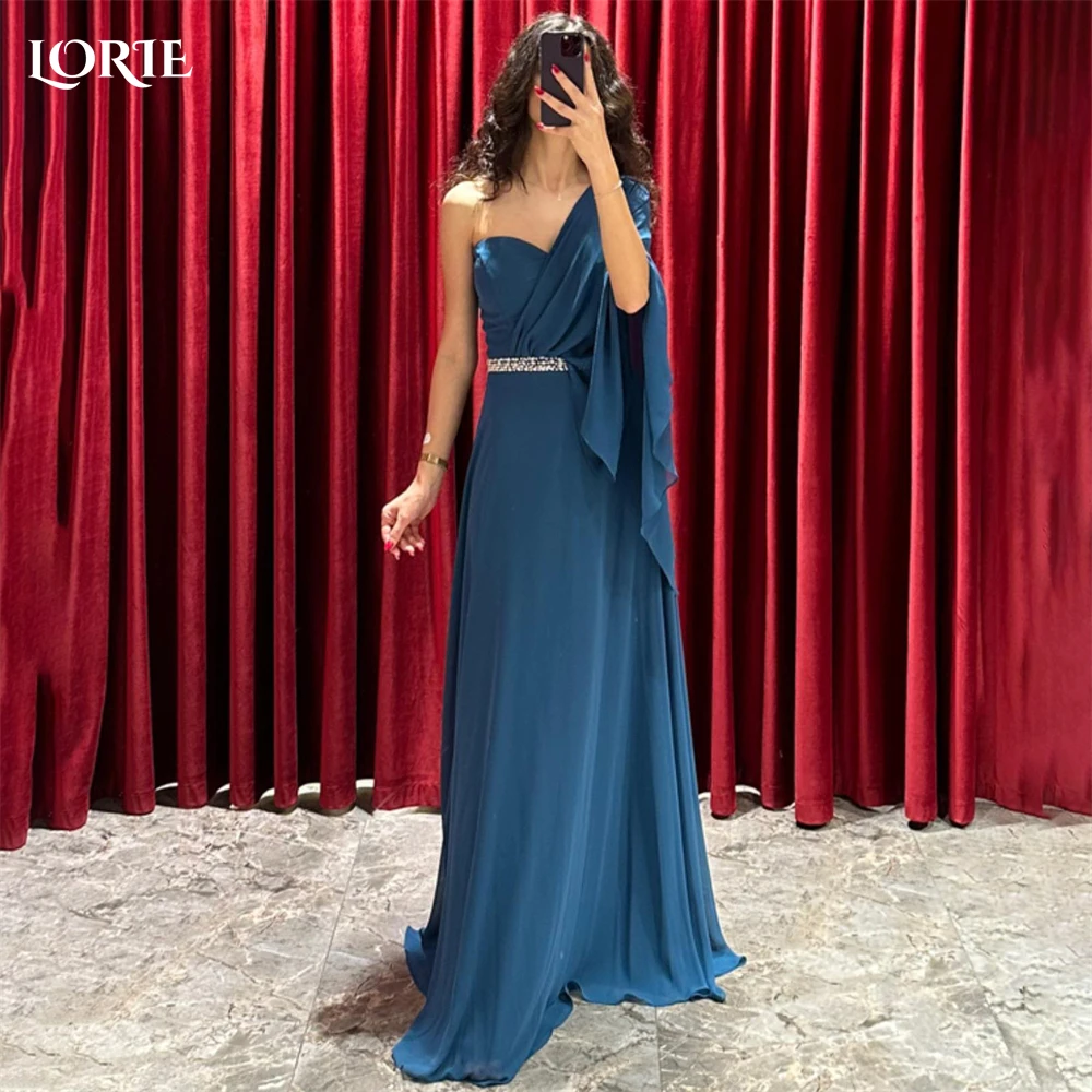 

LORIE Saudi Arabia Mermaid Evening Dresses Glitter Belt Draped Sleeves Off Shoulder Prom Dress Bridesmaid Pleats Party Gowns