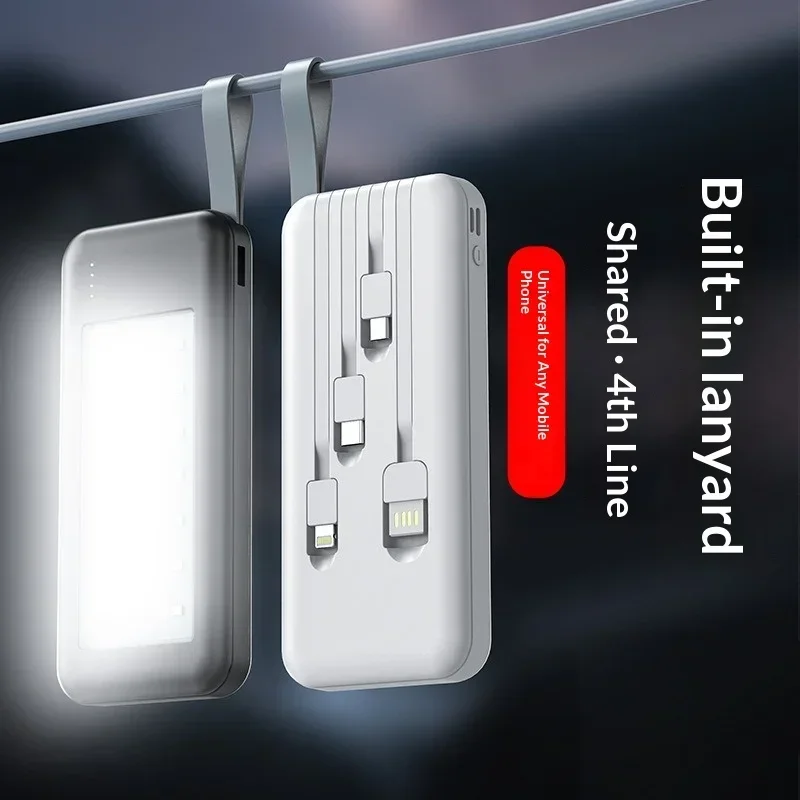 Built in cable 30000mAh portable power supply, portable camping light power supply