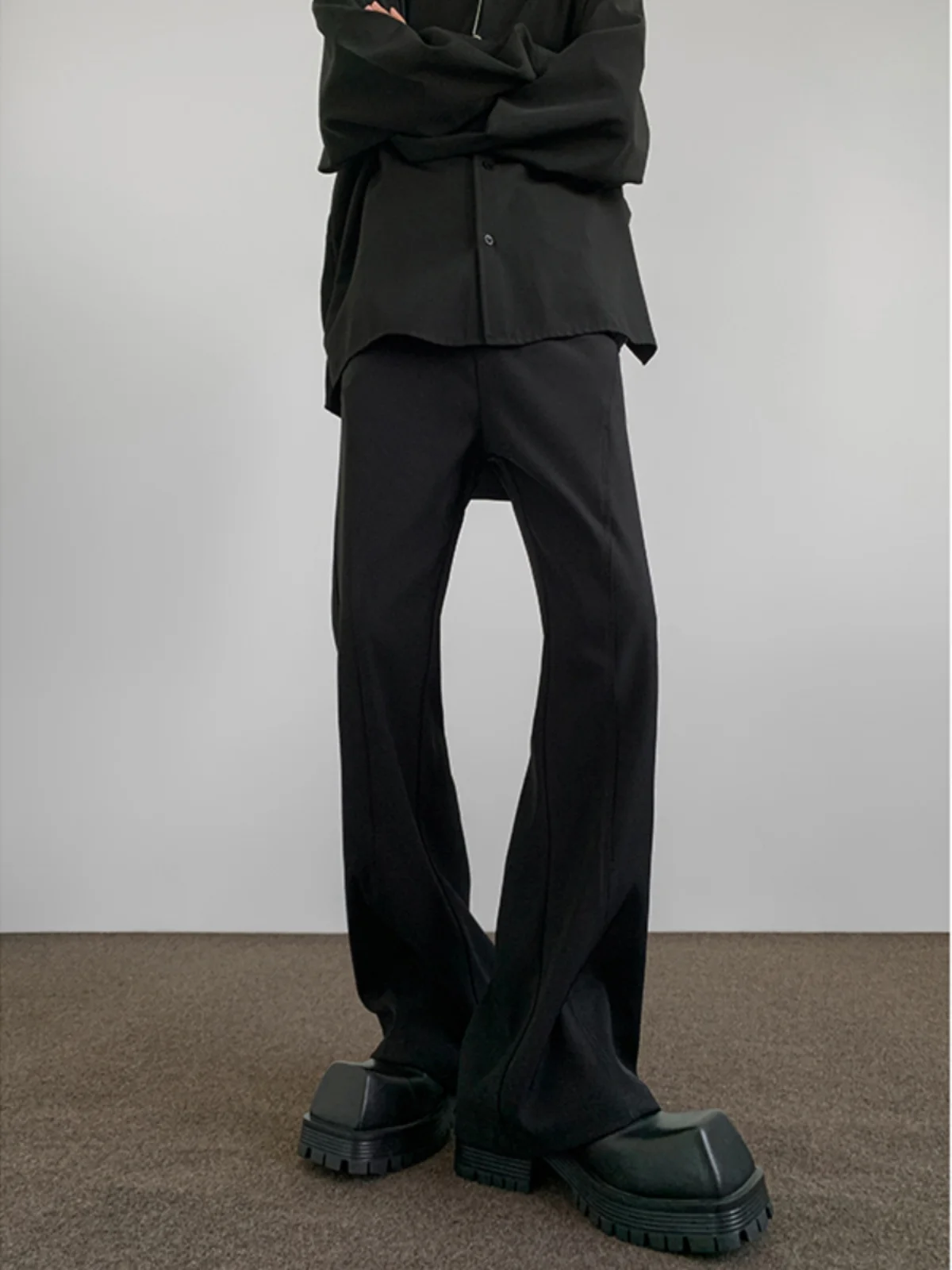 

American Vibe Micro Flared Men's Trousers Long High Waist Suit Pants Casual Straight Leg Jeans Youth Trend Spring Summer