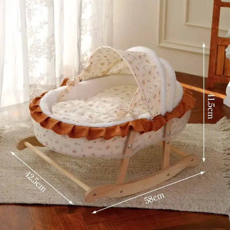 

Semi Enclosed Cat Bed Swing Princess Cradle Cozy Pet Tent for Kittens Rocking Chair Hammock