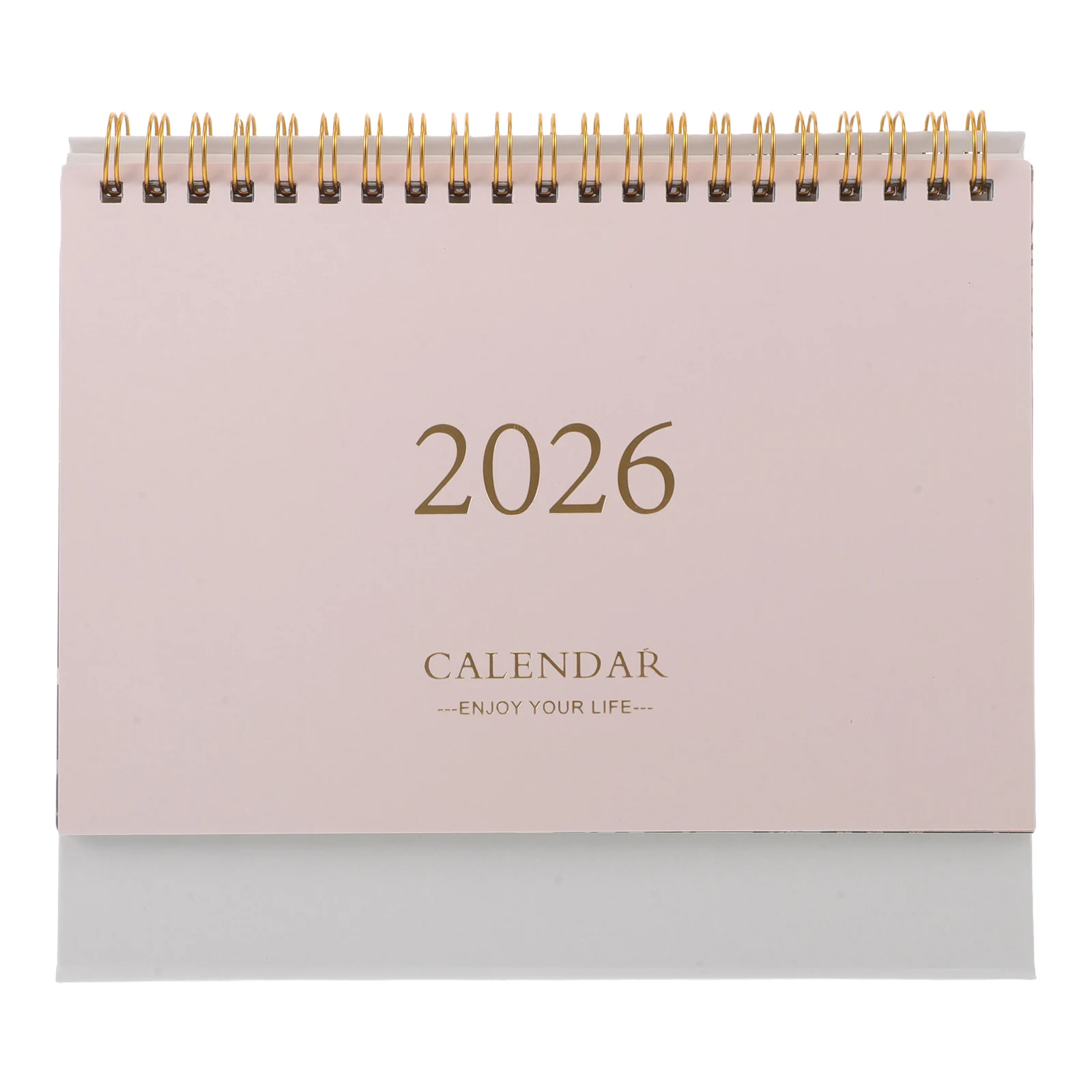 

2026 Compact Mini Desk Pink Portable Flip Planner Decor Space Saving Paper Twin-Wire Bound Daily Schedule
