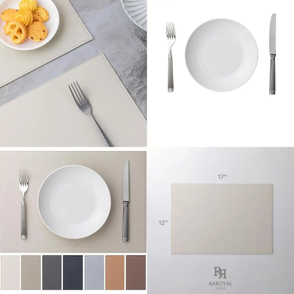 

Set of 12 Cream White Faux Leather Placemats - Waterproof, Heat Resistant, Easy to Clean for Kitchen and Dining Table