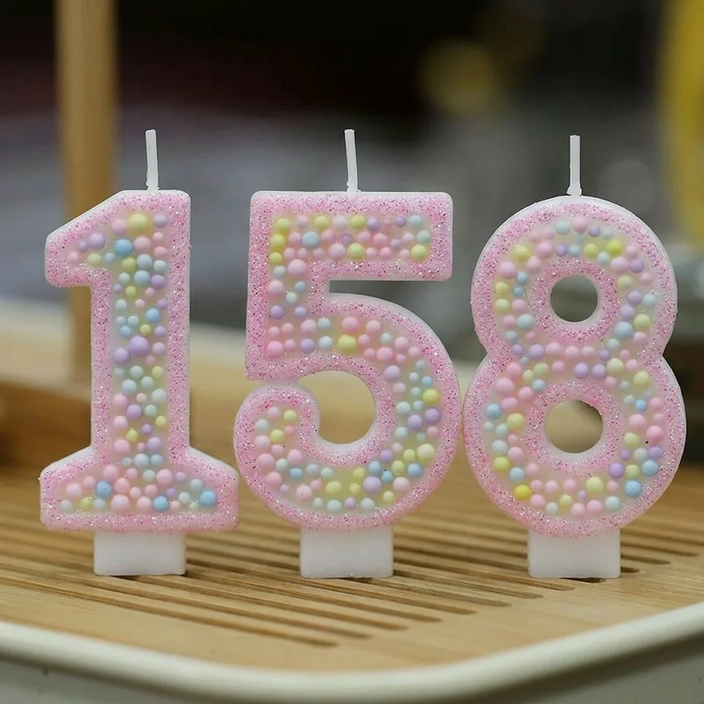 Velas Criativas de Números 0-9 com Design de Bola Colorida Macaron para Decoração de Bolo de Aniversário
