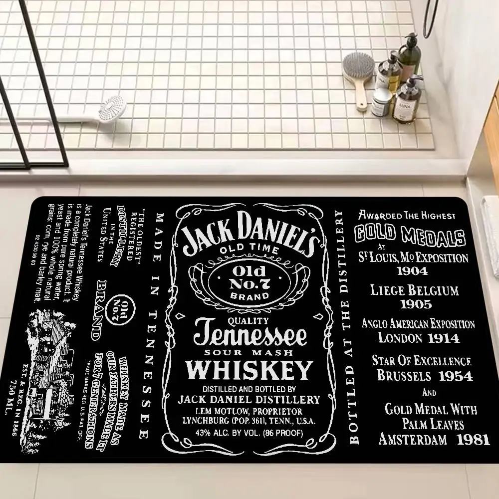 Alfombrillas de habitación con logotipo clásico de Whiskey J-Jack D-DanielS, alfombra de bienvenida impresa antideslizante más barata para sala de estar moderna y balcón