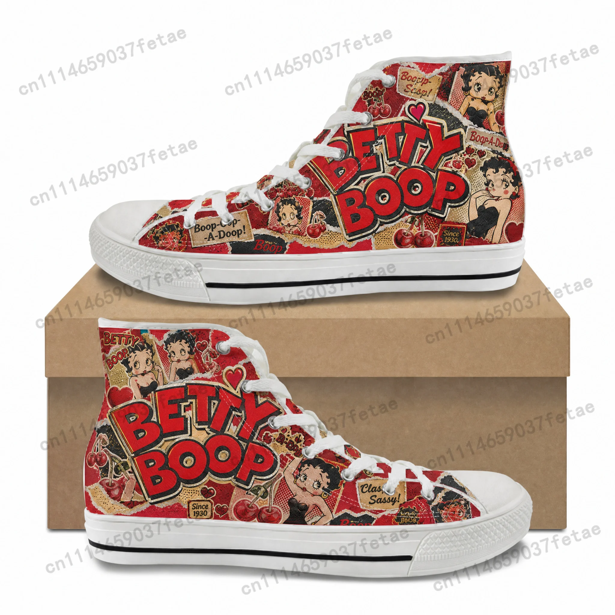 Betty Boop Low-Top-Sneaker aus hochwertigem Canvas für Teenager, Herren und Damen – Freizeitschuhe für Paare, individualisierbar