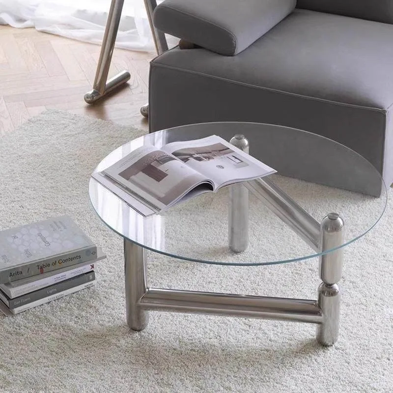 Stainless steel glass coffee table simple Internet celebrity balloon dog living room home medieval