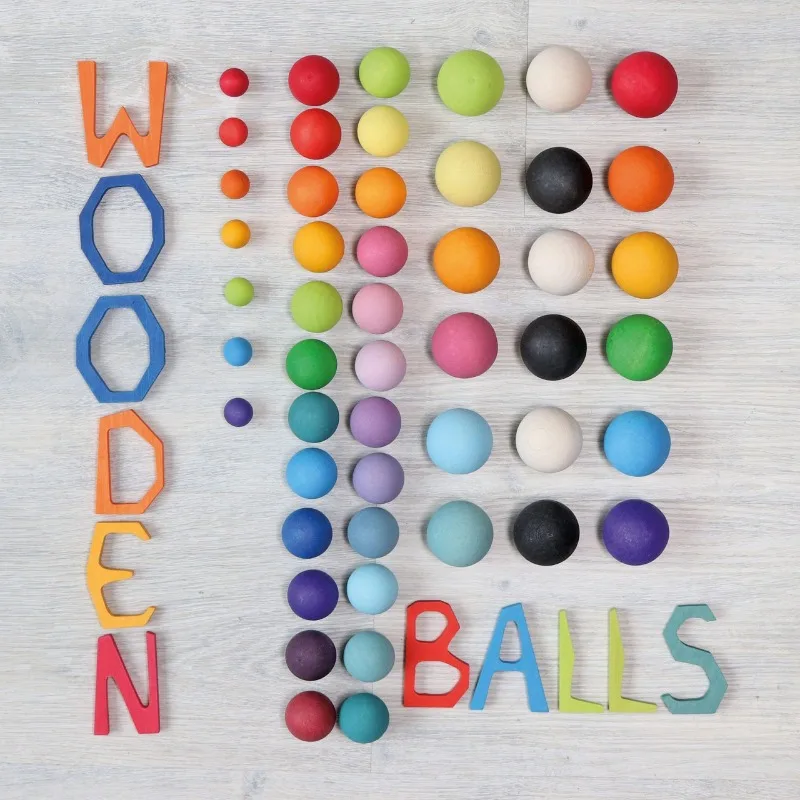 Wooden Balls Rainbow Pastel Color Toys for Musical Sound Marble Tree Montessori Color Sorting Educational Toys for Children