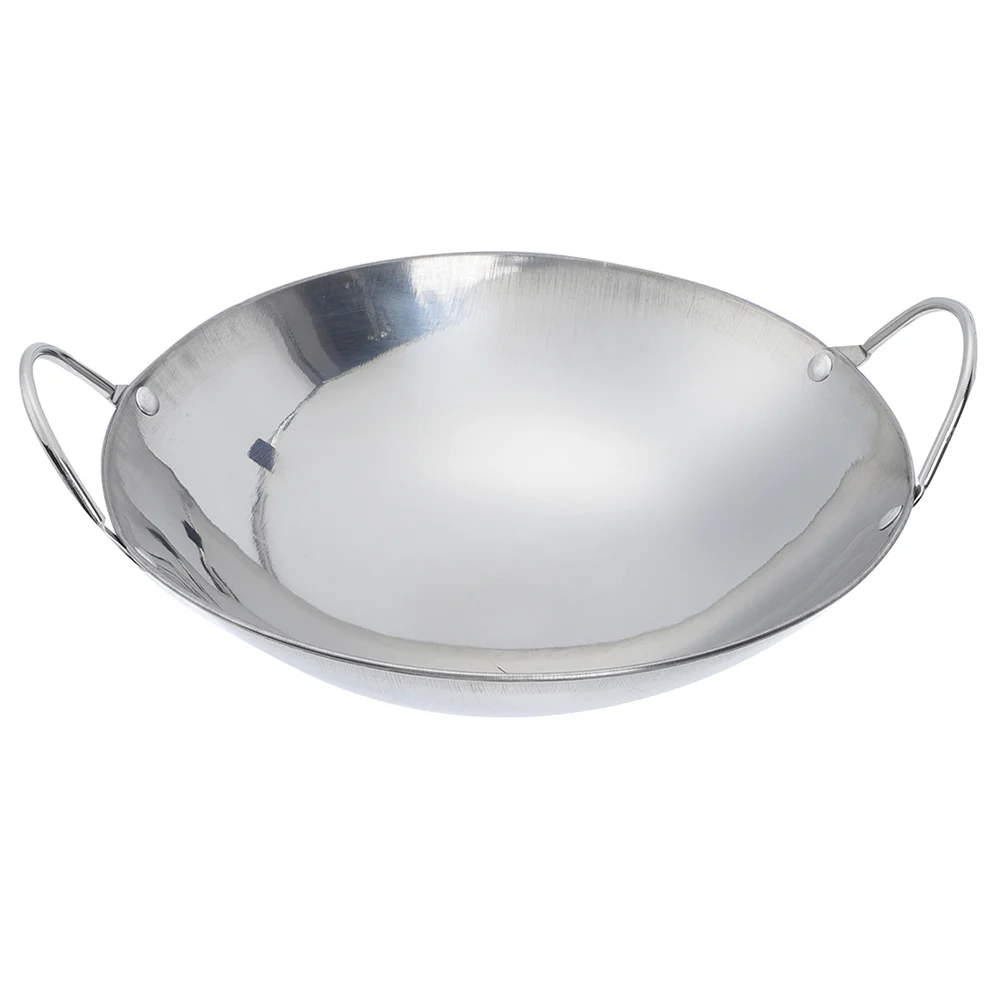 Stainless Steel Griddle Induction Shabu Pan Soup Pot with Lid Stir Fry Wok Hot Kitchen Cooking Utensils