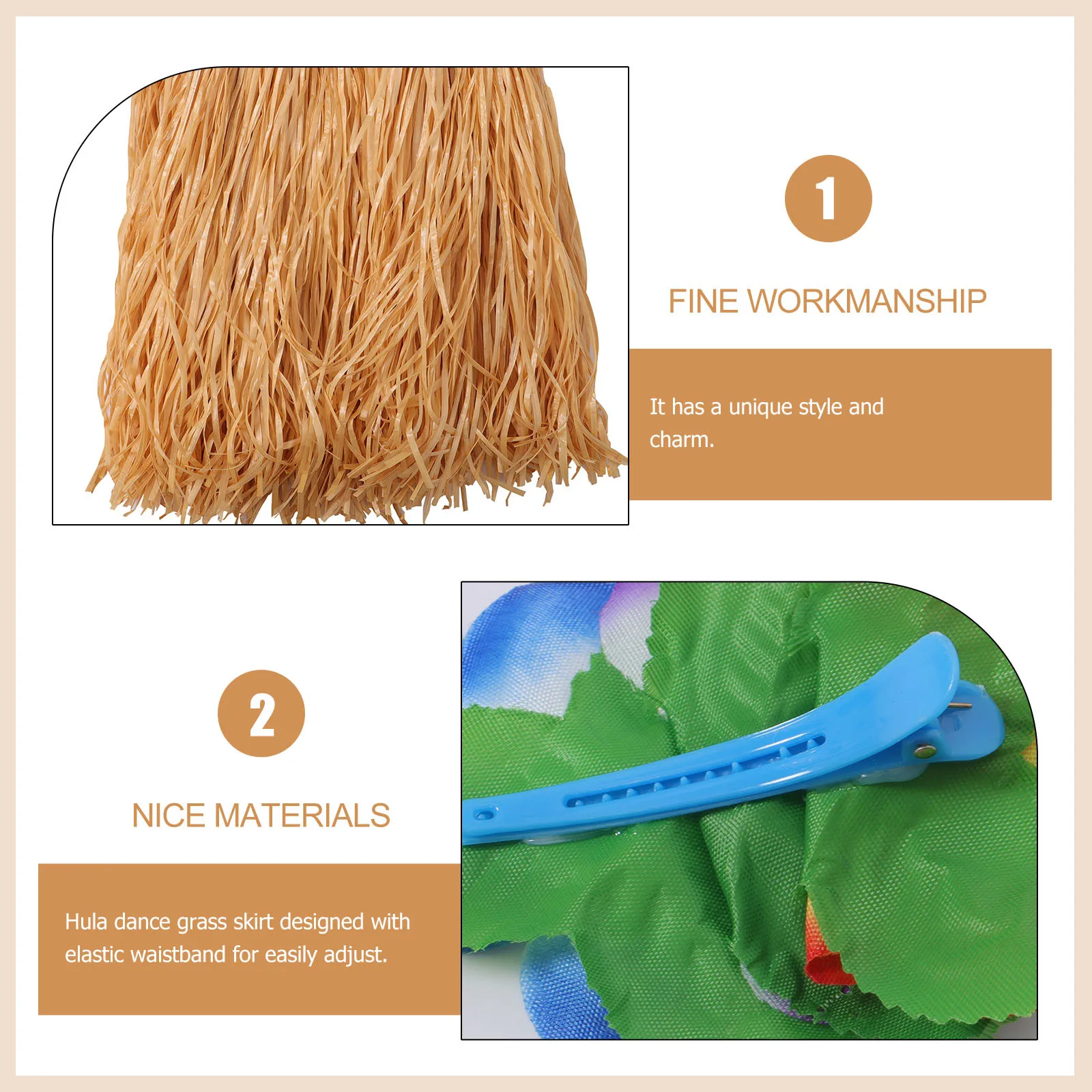 8 قطعة هاواي حولا العشب تنورة مجموعة مطاطا حزام زهرة أساور عقال البرازيلي مشبك شعر نظارات الاستوائية حولا الرقص الطرف #3