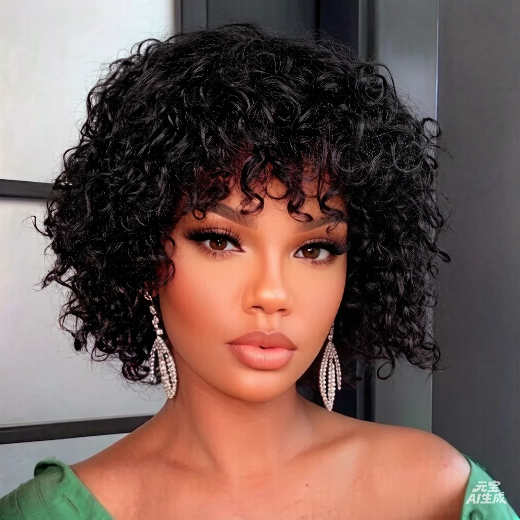

300% density 10 Inch Water Wave Pixie Cut Human Hair Wig Full Machine Made Short Wigs Natural Looking