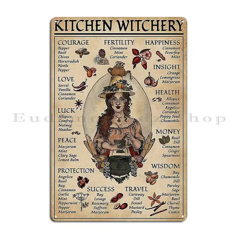 Kitchen Witchery Metal Sign Garage Club Party Printing Garage Cinema Tin Sign Poster