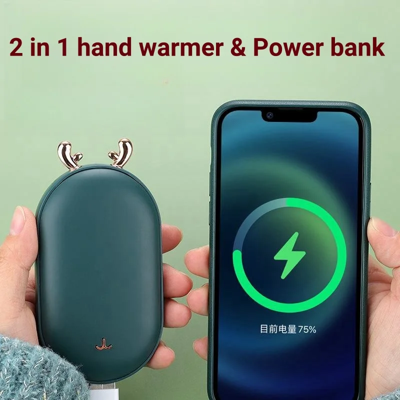 Portable Mini Hand Warmer Power Bank USB Rechargeable 3 Gear Adjustable Rapid&Constant Heating Electric Hand Heaters Winter Gift