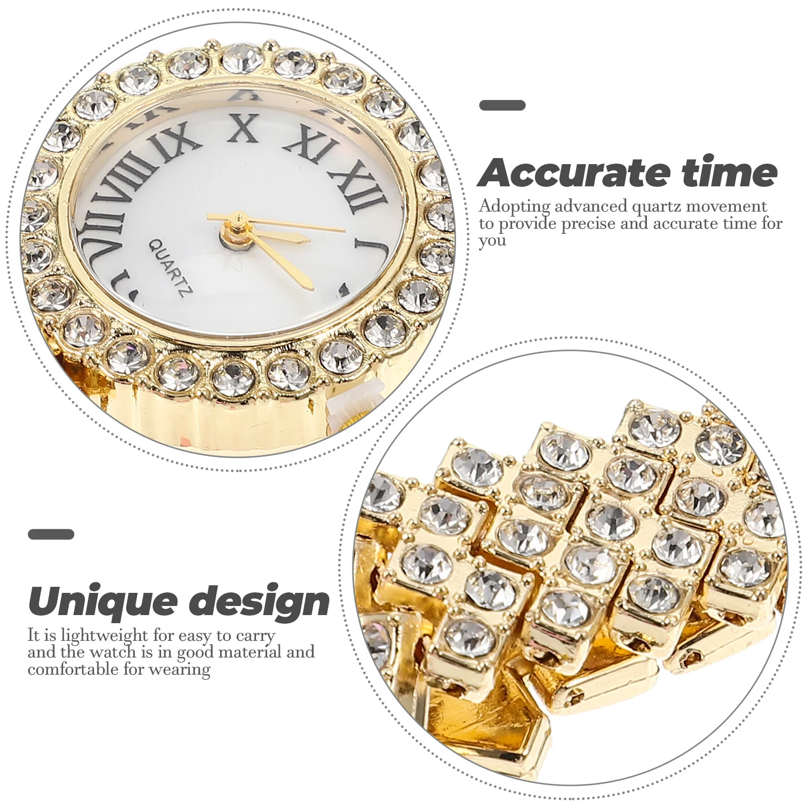 2 Pcs Quartz Watch Bracelet for Women Fashion Girls Women's Watches Choker Necklace Diamond Shiny Lady