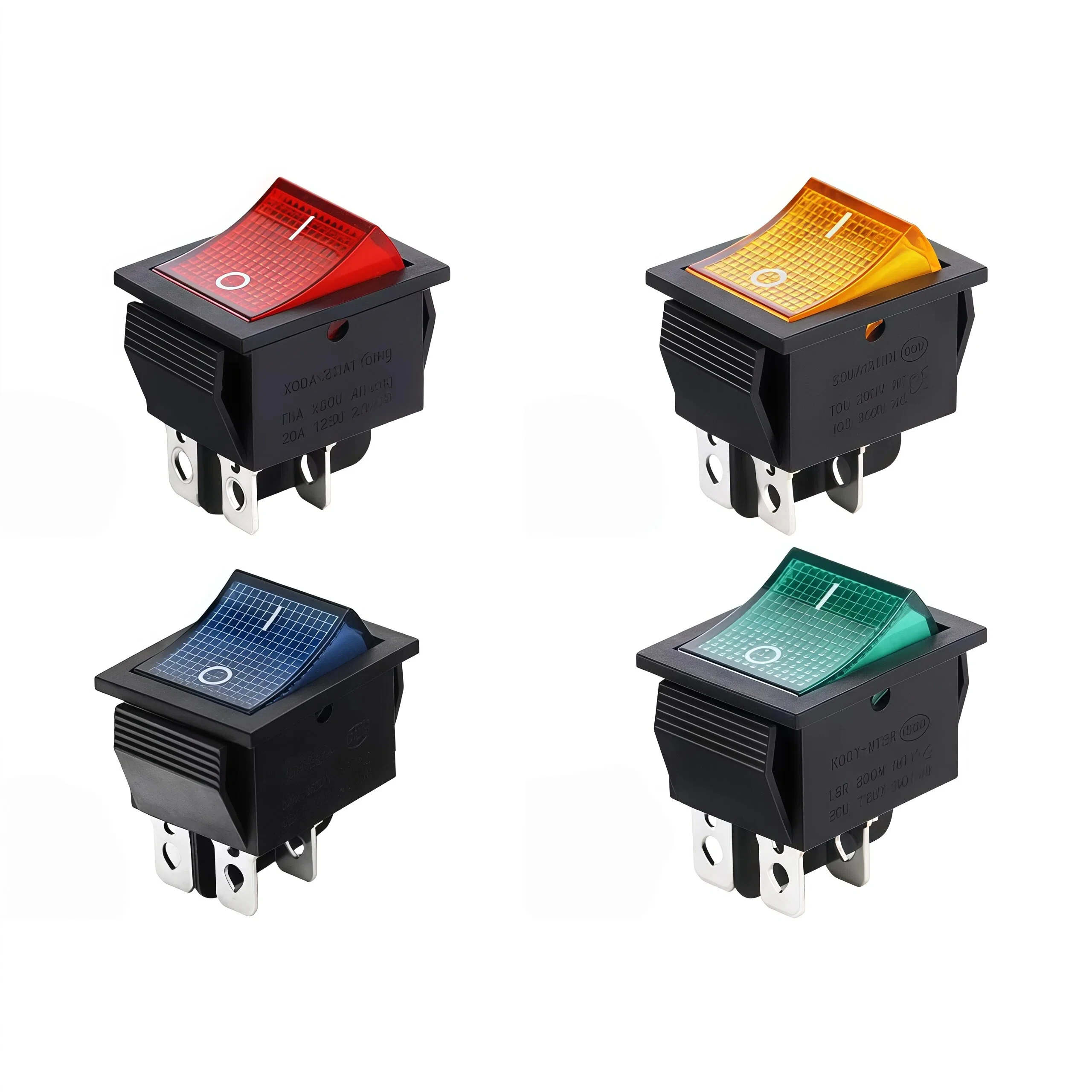 

1/3/5 шт. oF KCD7-2211N или KCD4 4-контактные 2-скоростные кулисные переключатели красный/зеленый/желтый/черный, с подсветкой, двухпозиционный кулисный переключатель сброса