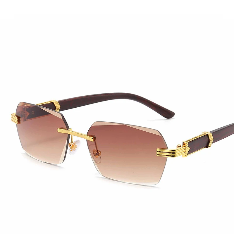 

9050 square glasses frameless edge cut sunglasses for women fashion glasses gradient color sunscreen sunglasses