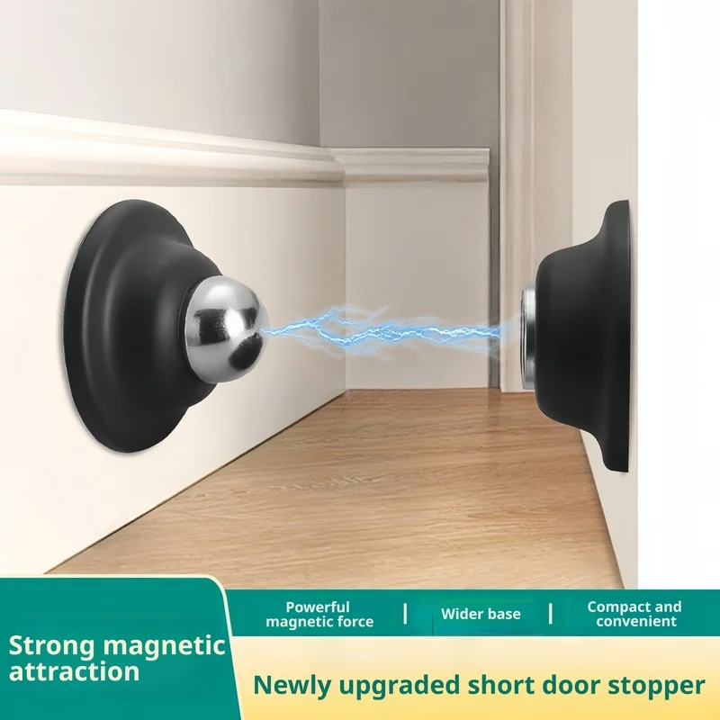 Sturdy Household No-Drill Punch-Free Compact Door Stopper, Shock-Resistant Bathroom Door Holder, High Magnetic Force Quiet Door