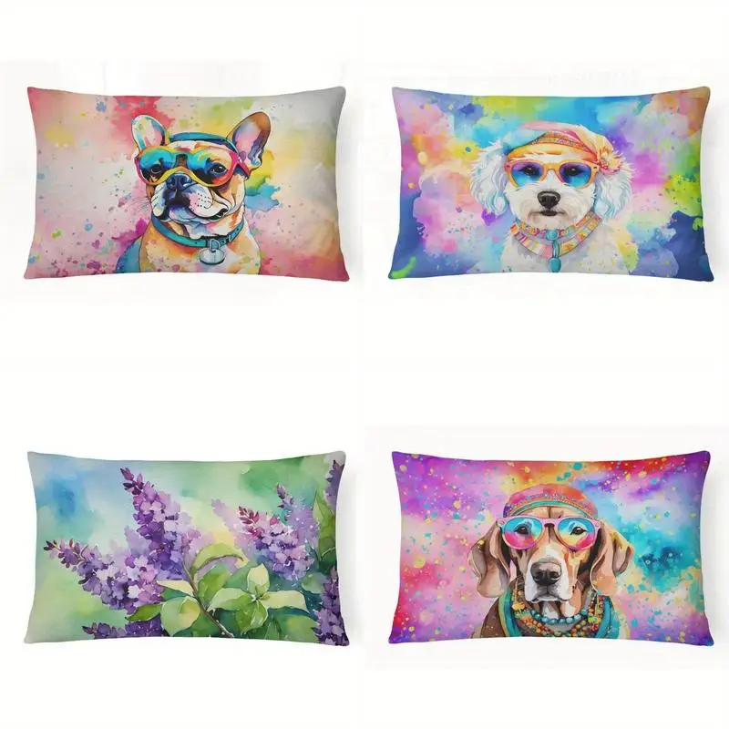 Watercolor French Bulldog Pillow Cover Suitable For Sofa Bedroom Car Pillow Cover Cushion Rectangular Back Cushion